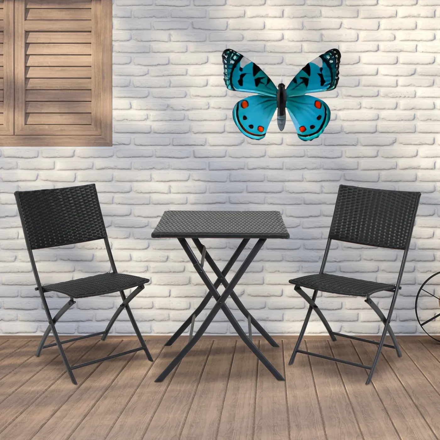 Pro Garden Wanddecoratie Vlinder - Aqua - 34 X 28cm - Metaal