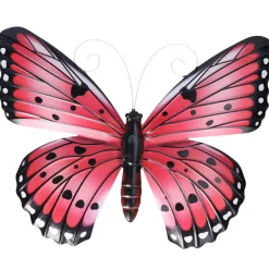Pro Garden Wanddecoratie Vlinder - Roze - 34 X 28cm - Metaal