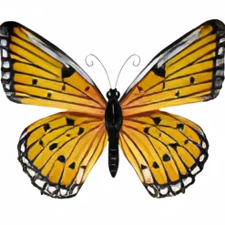Pro Garden Wanddecoratie Vlinder - Geel - 34 X 28cm - Metaal