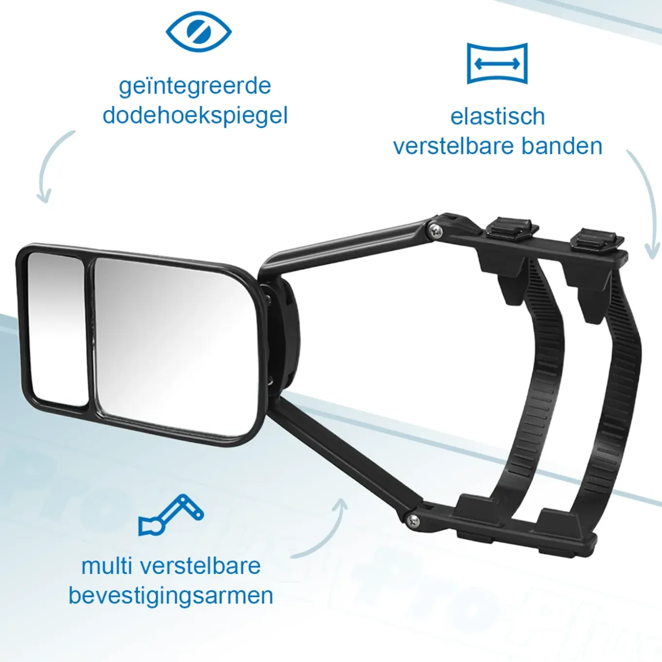 Proplus - Caravan Spiegel Duo - Zwart - 23 Cm - Voor Links En Rechts