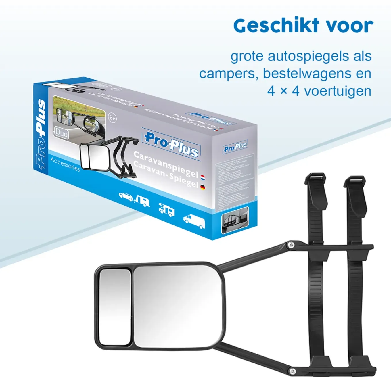 Proplus - Caravan Spiegel Duo - Zwart - 23 Cm - Voor Links En Rechts