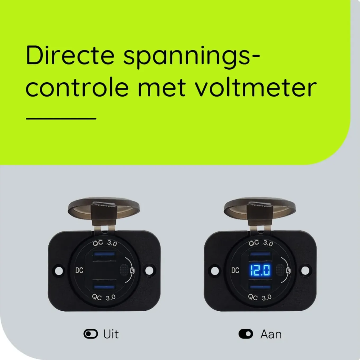 Proride - Usb Autolader - 2 Poorten - Qc3.0 18w - Voltmeter - Schakelaar - 12v - Ip54