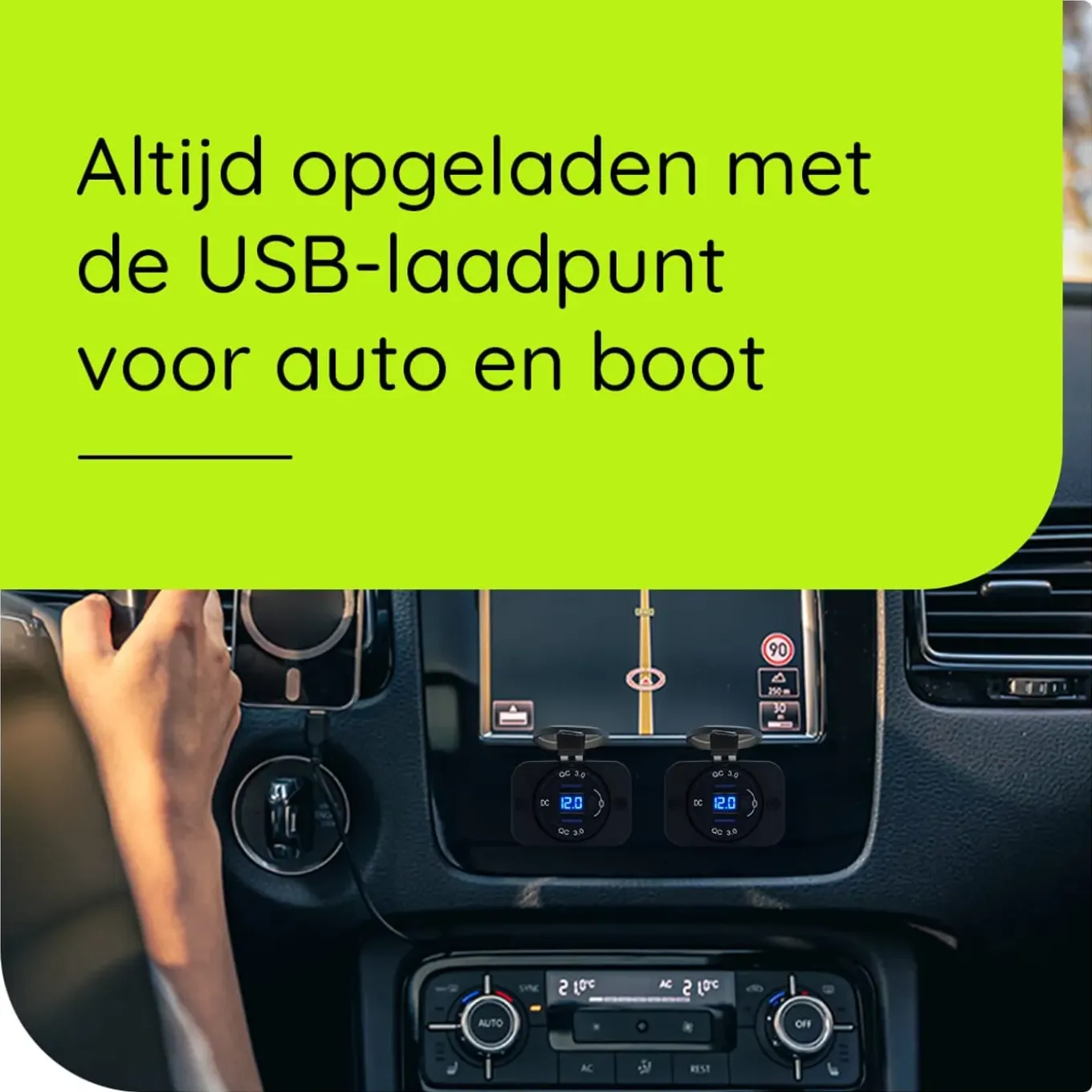 Proride - Usb Autolader - 2 Poorten - Qc3.0 18w - Voltmeter - Schakelaar - 12v - Ip54