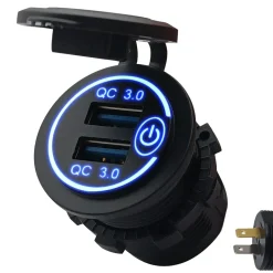 Proride - Usb Autolader - 2 Poorten - Qc3.0 18w - Schakelaar - Inbouw - 12v - Ip54