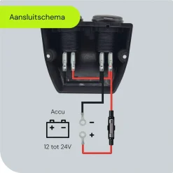 ProRide - Usb/usb-c Snellader - 3 Poorten - Qc3.0 18w - Voltmeter - Schakelaar - 12v