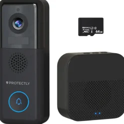 Protectly Deurbel 2k Video - Bedraad/draadloos - Gong - 64gb Sd