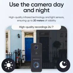 Protectly Deurbel 2k Video - Camera Draadloos - Gong - 64gb Sd