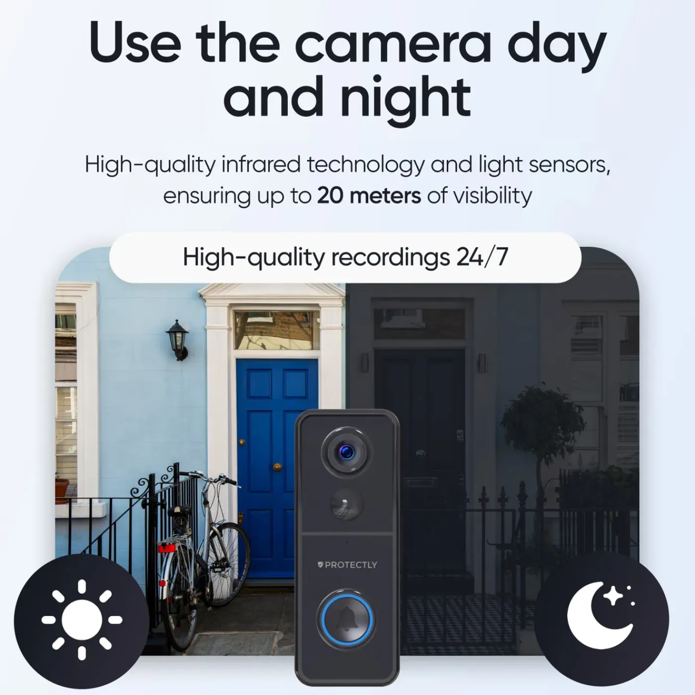 Protectly Deurbel 2k Video - Camera Draadloos - Gong - 64gb Sd