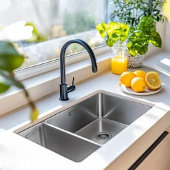 Pure.sink Comfort 1,5 Anderhalve Rvs Spoelbak 18+34 Cm Grote Bak Rechts Pcm183440-02.