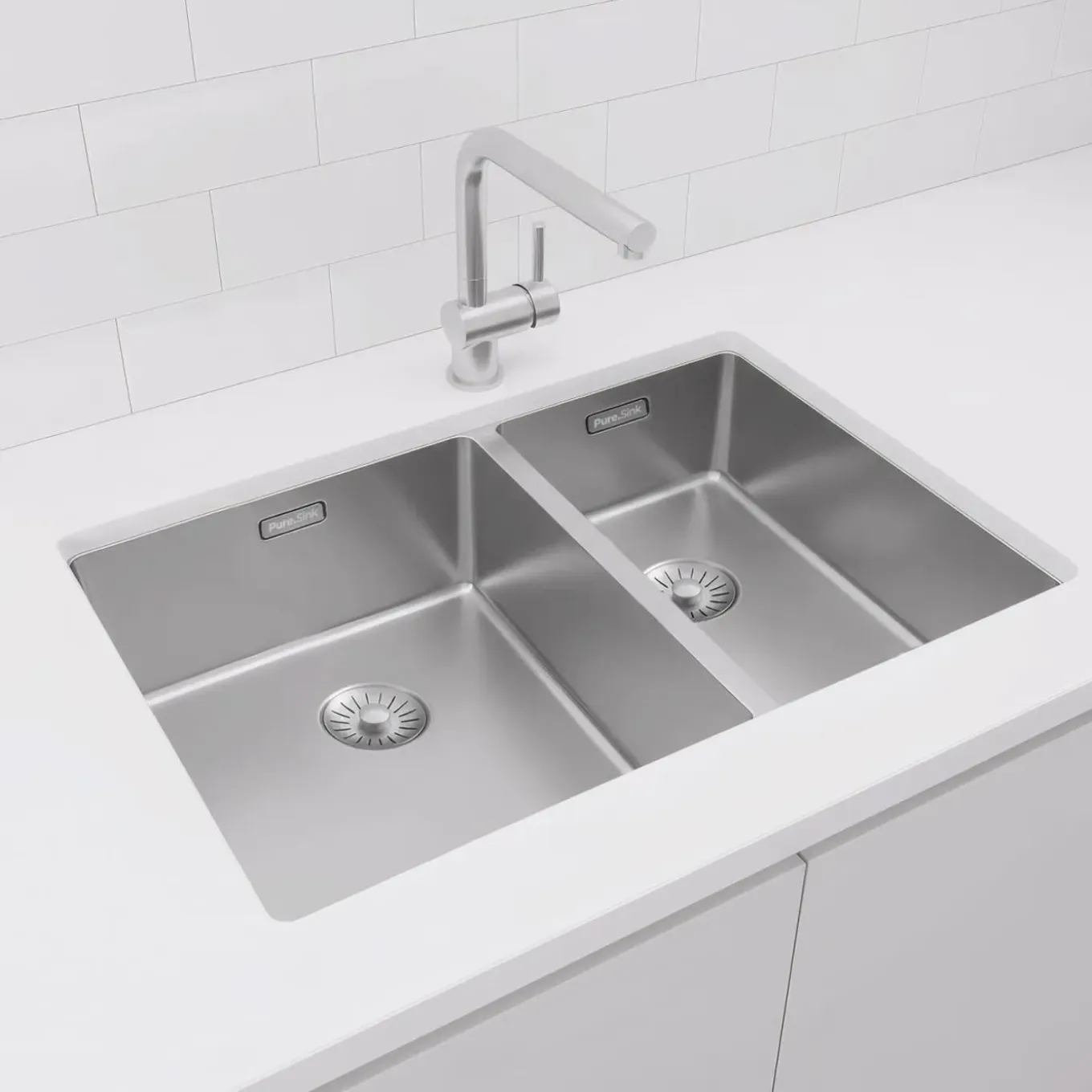 Pure.sink Comfort 1,5 Anderhalve Rvs Spoelbak 34+18 Cm Grote Bak Links Pcm341840-02.