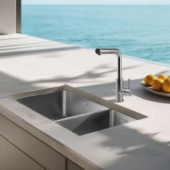 Pure.sink Comfort 1,5 Anderhalve Rvs Spoelbak 34+18 Cm Grote Bak Links Pcm341840-02.