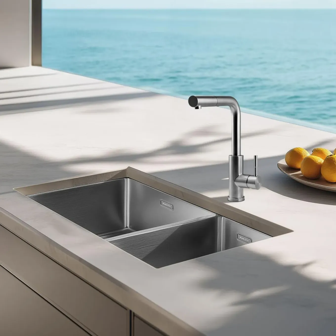 Pure.sink Comfort 1,5 Anderhalve Rvs Spoelbak 34+18 Cm Grote Bak Links Pcm341840-02.
