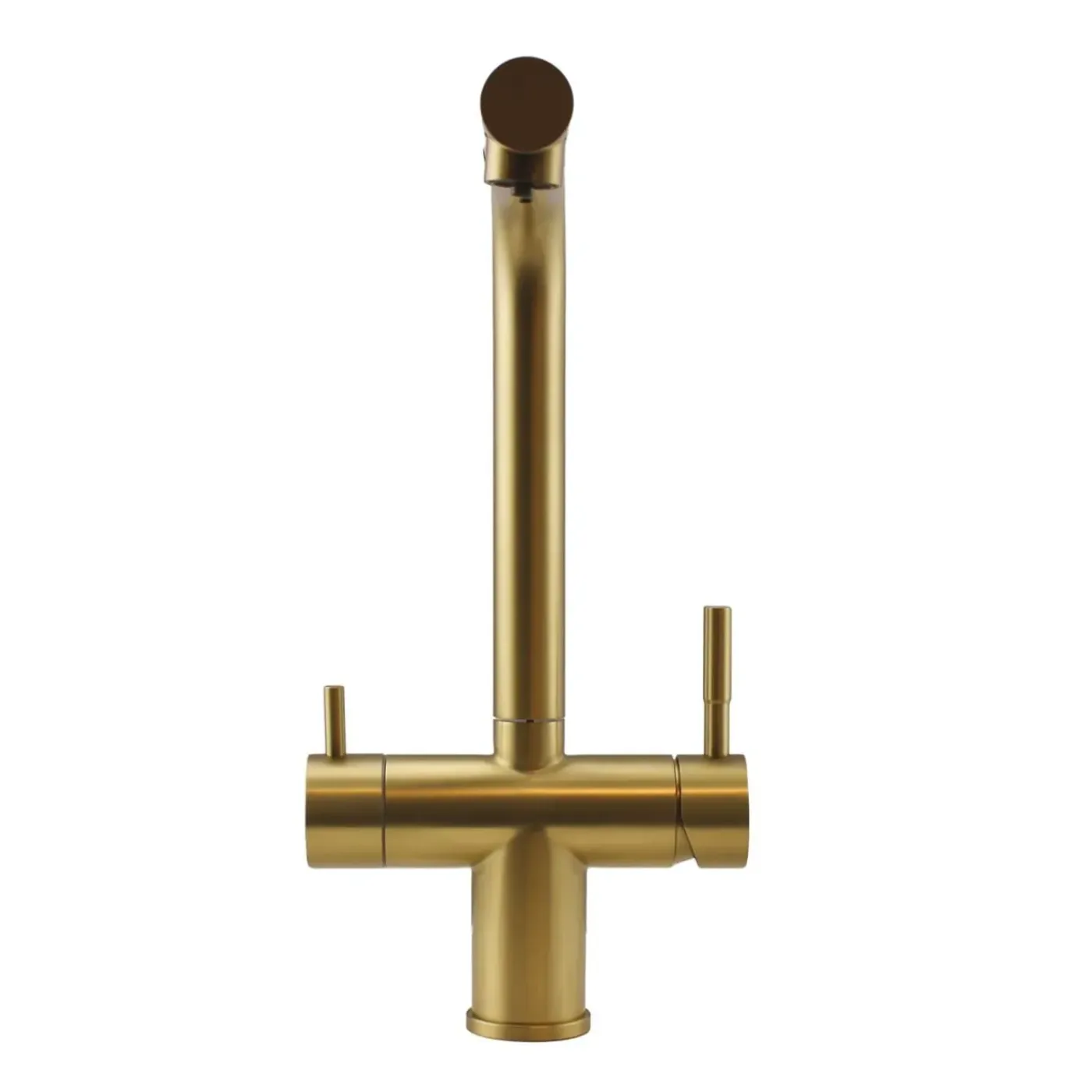 Pure.Sink Elite Steel Clear-s Pvd Geborsteld Goud 3-weg Keukenkraan Met Uittrekbare Uitloop En