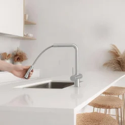 Pure.Sink Elite Steel Clear-s Pvd Gun Metal 3-weg Keukenkraan Met Uittrekbare Uitloop En Gefilterd