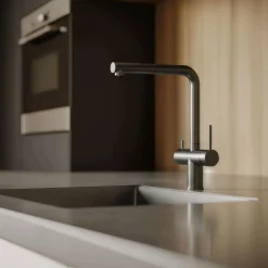 Pure.Sink Elite Steel Clear-s Pvd Gun Metal 3-weg Keukenkraan Met Uittrekbare Uitloop En Gefilterd