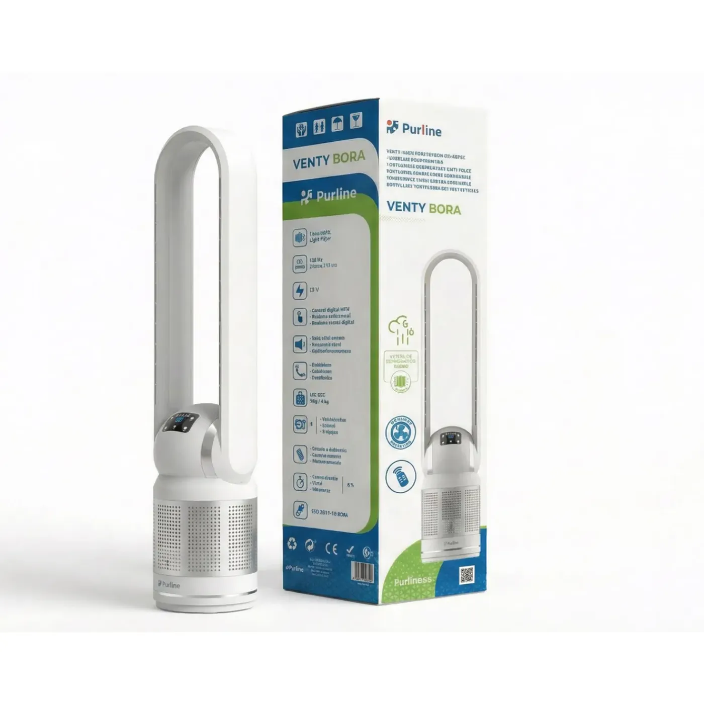 PURLINE Bladloze Zuiveringsventilator Met Oscillatie En 8 Snelheden