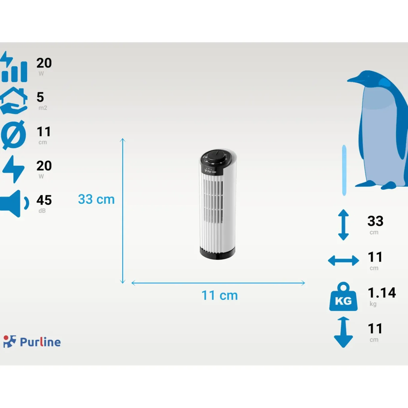 Purline Desktop Torenventilator Met 3 Snelheden