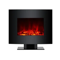 PURLINE Elektrische Haard- 2000w- Zwart Gehard Glas- Met Voet En Afstandsbediening