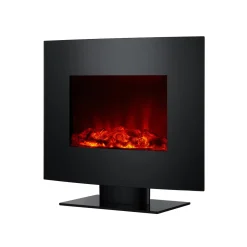 PURLINE Elektrische Haard- 2000w- Zwart Gehard Glas- Met Voet En Afstandsbediening