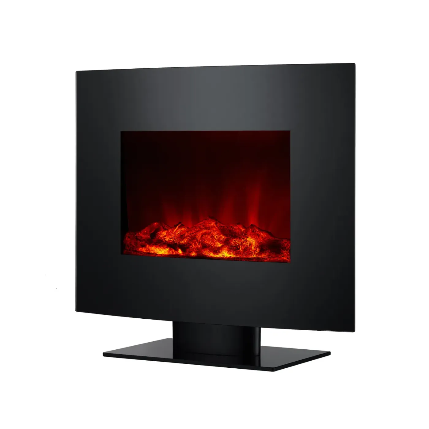 PURLINE Elektrische Haard- 2000w- Zwart Gehard Glas- Met Voet En Afstandsbediening