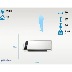 Purline Keramische Wandkachel 2000 W 3 Bedrijfsmodi Met Afstandsbediening En Timer