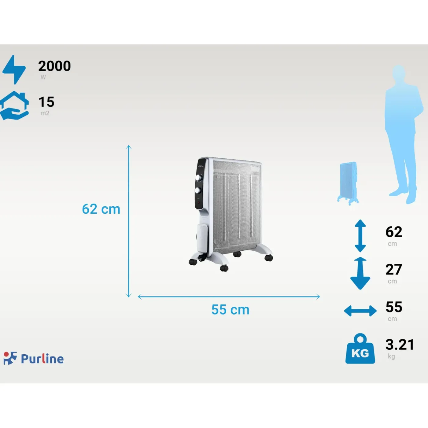 PURLINE Mica Elektrische Radiator Met Thermostaat