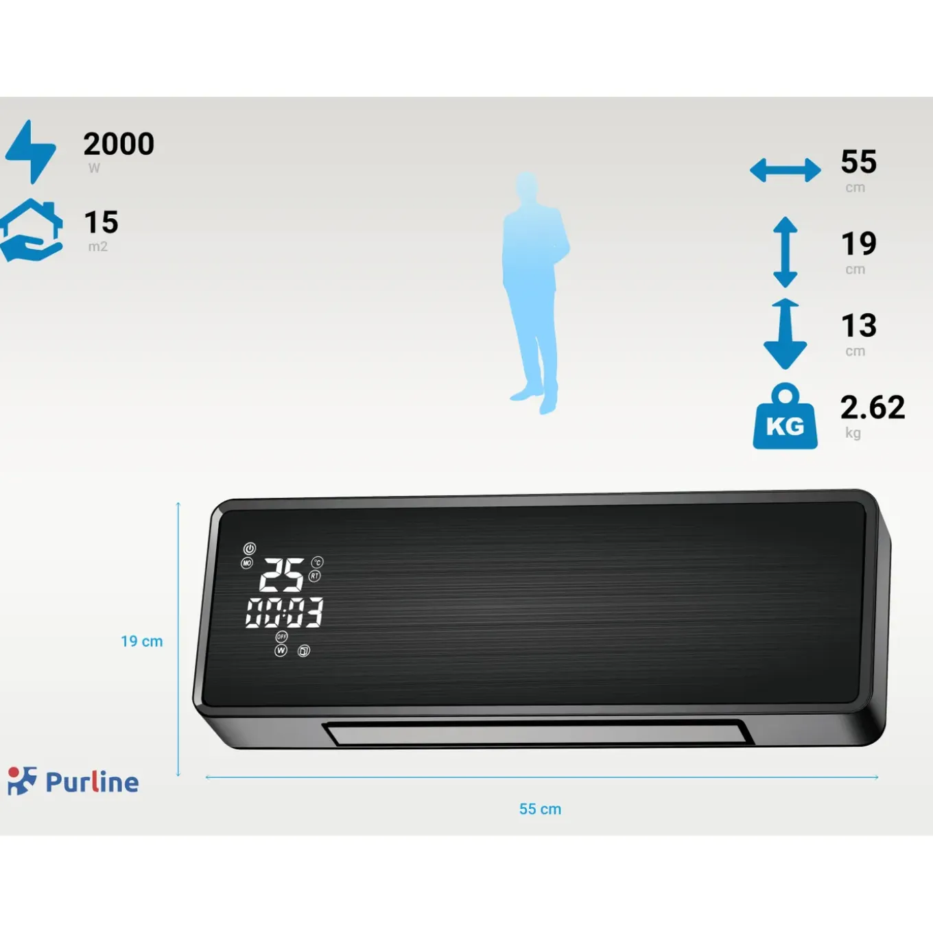 Purline 2000 W Splitverwarmer Voor Wandmontage Met Wifi En Timer