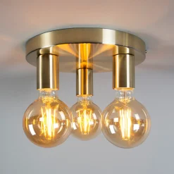 QAZQA Art Deco Plafondlamp Goud Rond - Facil 3