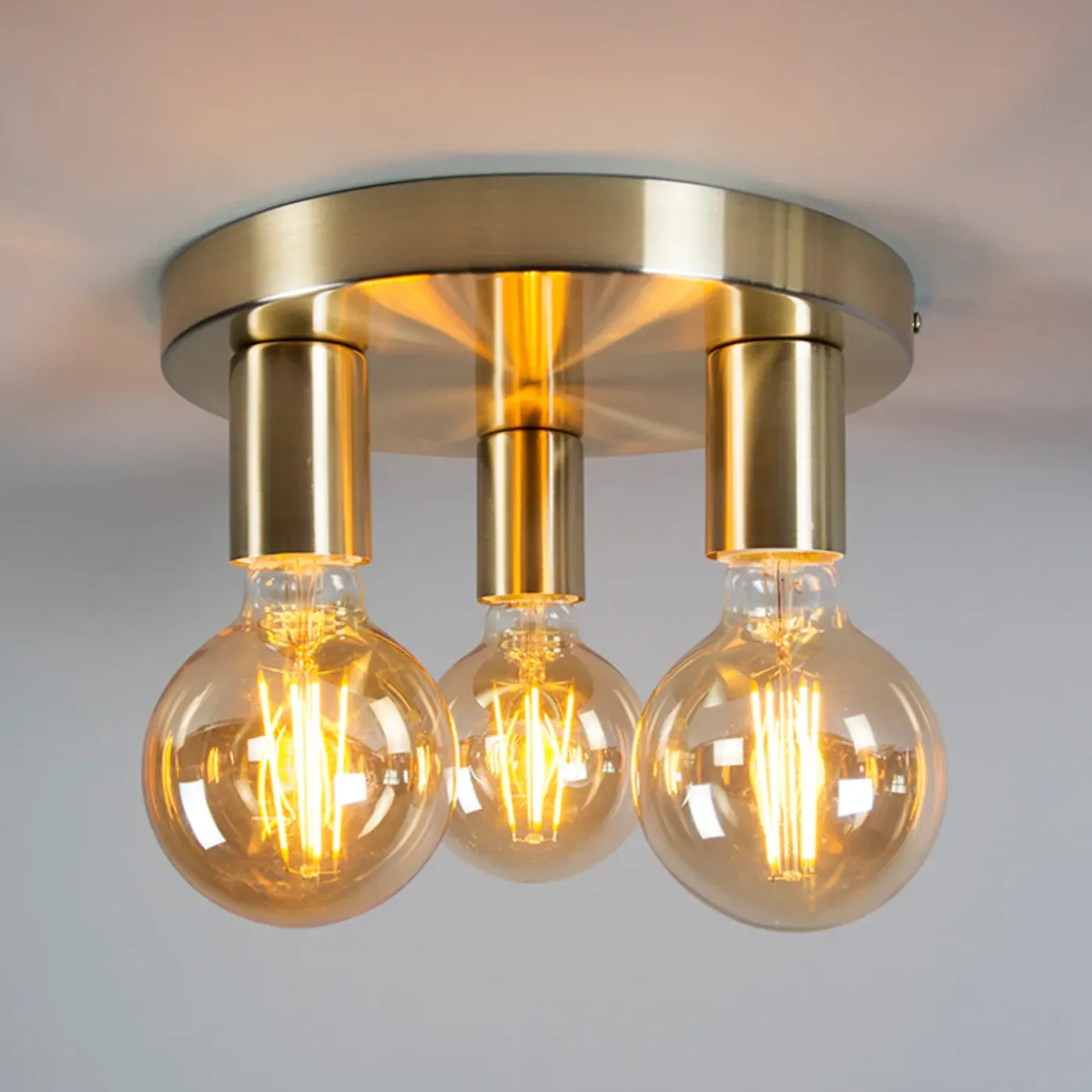 QAZQA Art Deco Plafondlamp Goud Rond - Facil 3