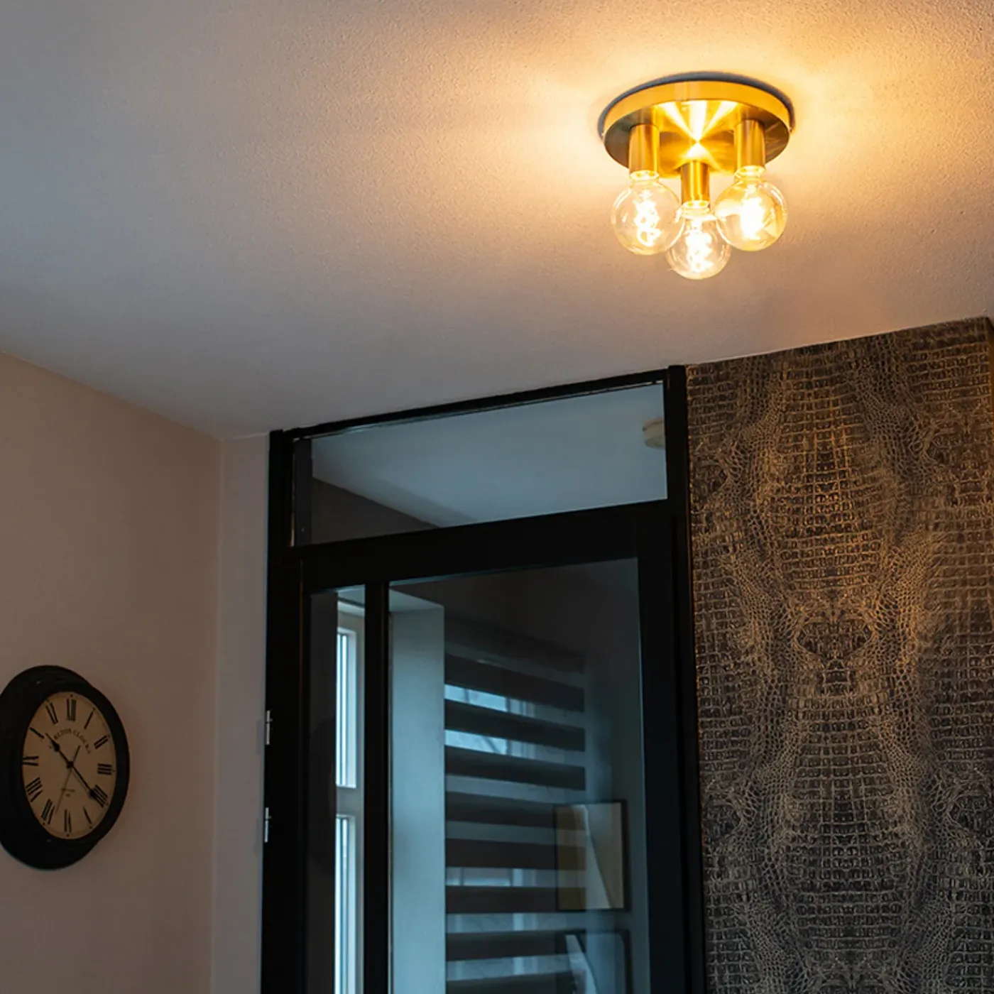 QAZQA Art Deco Plafondlamp Goud Rond - Facil 3
