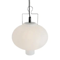 Qazqa Buiten Hanglamp Wit 35 Cm Met Stekker Ip44 - Pion