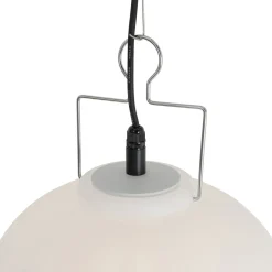 Qazqa Buiten Hanglamp Wit 35 Cm Met Stekker Ip44 - Pion