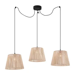 Qazqa Buiten Hanglamp Zwart Met Beige Kappen Van Touw 3-lichts Ip44 - Cava Jayla