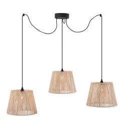 Qazqa Buiten Hanglamp Zwart Met Beige Kappen Van Touw 3-lichts Ip44 - Cava Jayla