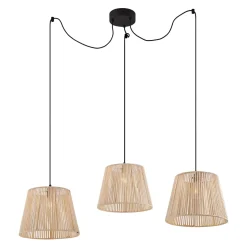 Qazqa Buiten Hanglamp Zwart Met Beige Kappen Van Touw 3-lichts Ip44 - Cava Jayla