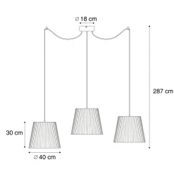 Qazqa Buiten Hanglamp Zwart Met Beige Kappen Van Touw 3-lichts Ip44 - Cava Jayla