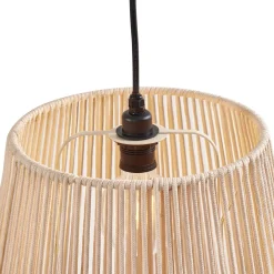 QAZQA Buiten Hanglamp Zwart Met Beige Kap Van Touw Ip44 - Cava Jayla