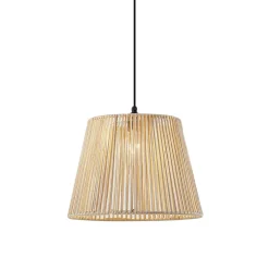 QAZQA Buiten Hanglamp Zwart Met Beige Kap Van Touw Ip44 - Cava Jayla