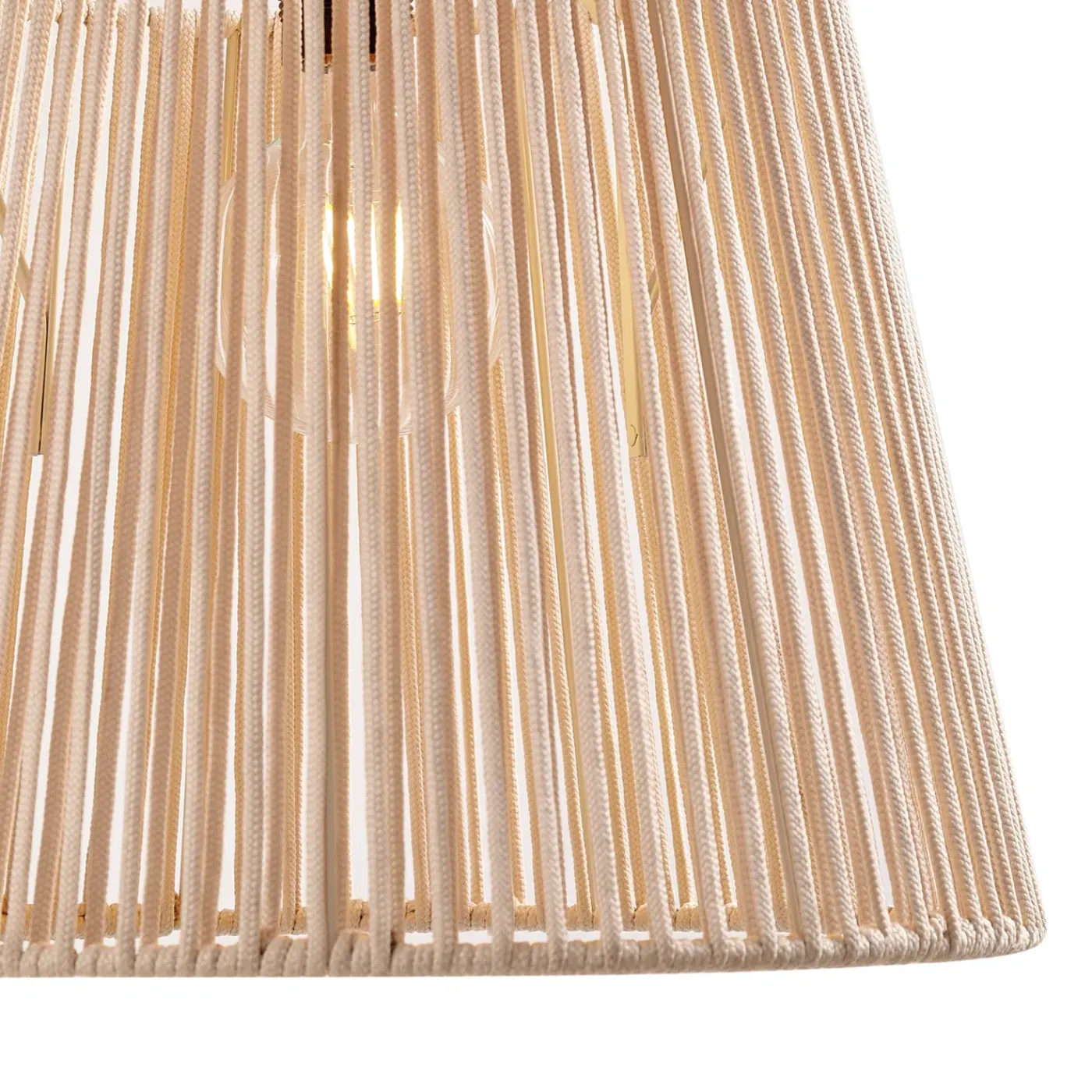 QAZQA Buiten Hanglamp Zwart Met Beige Kap Van Touw Ip44 - Cava Jayla