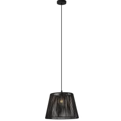 QAZQA Buiten Hanglamp Zwart Met Zwarte Kap Van Touw Ip44 - Cava Jayla