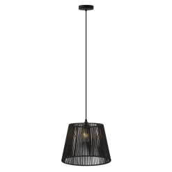 QAZQA Buiten Hanglamp Zwart Met Zwarte Kap Van Touw Ip44 - Cava Jayla