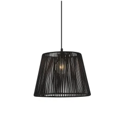 QAZQA Buiten Hanglamp Zwart Met Zwarte Kap Van Touw Ip44 - Cava Jayla