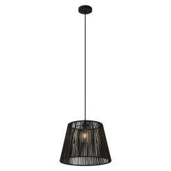 QAZQA Buiten Hanglamp Zwart Met Zwarte Kap Van Touw Ip44 - Cava Jayla