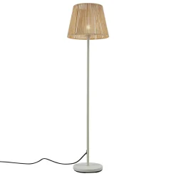 Qazqa Buiten Vloerlamp Wit Met Kap Beige Touw Ip44 - Virginia Jayla