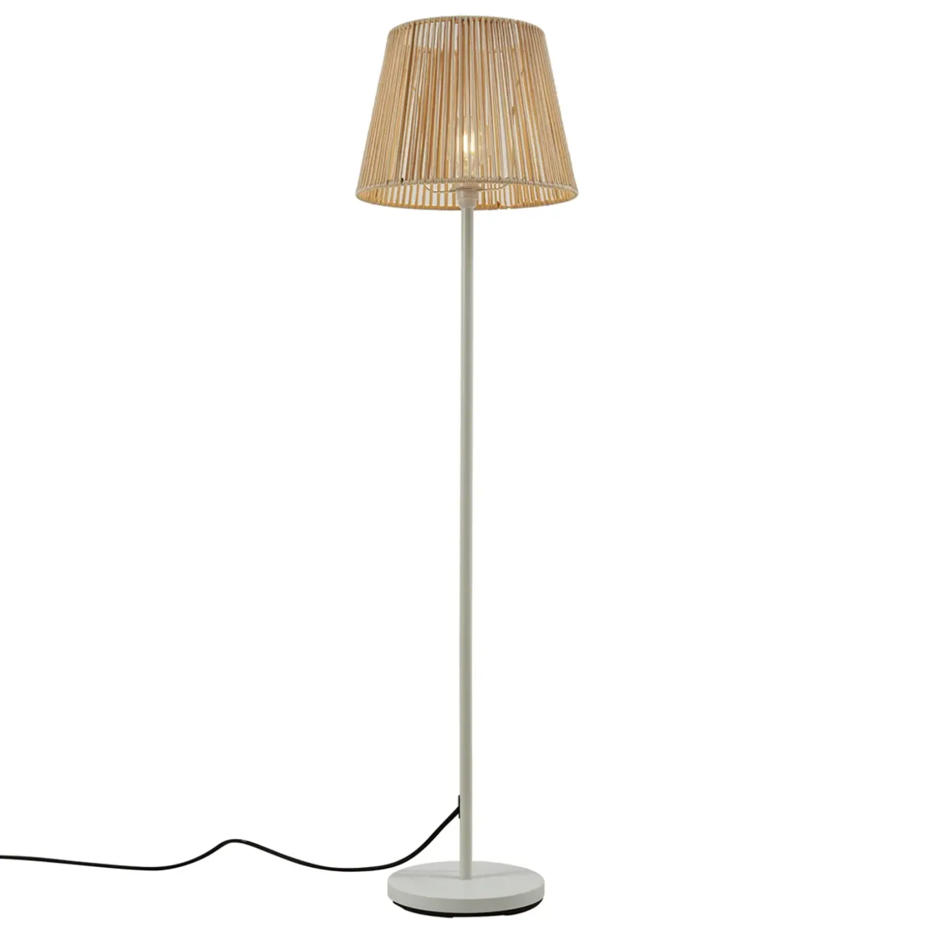 Qazqa Buiten Vloerlamp Wit Met Kap Beige Touw Ip44 - Virginia Jayla