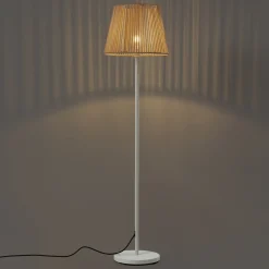 Qazqa Buiten Vloerlamp Wit Met Kap Beige Touw Ip44 - Virginia Jayla