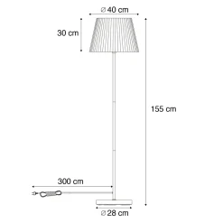 Qazqa Buiten Vloerlamp Wit Met Kap Beige Touw Ip44 - Virginia Jayla