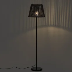 QAZQA Buiten Vloerlamp Zwart Met Kap Zwart Touw Ip44 - Virginia Jayla