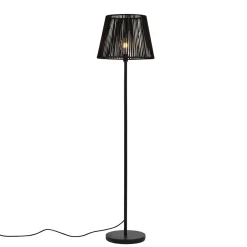 QAZQA Buiten Vloerlamp Zwart Met Kap Zwart Touw Ip44 - Virginia Jayla