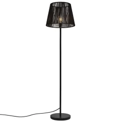 QAZQA Buiten Vloerlamp Zwart Met Kap Zwart Touw Ip44 - Virginia Jayla